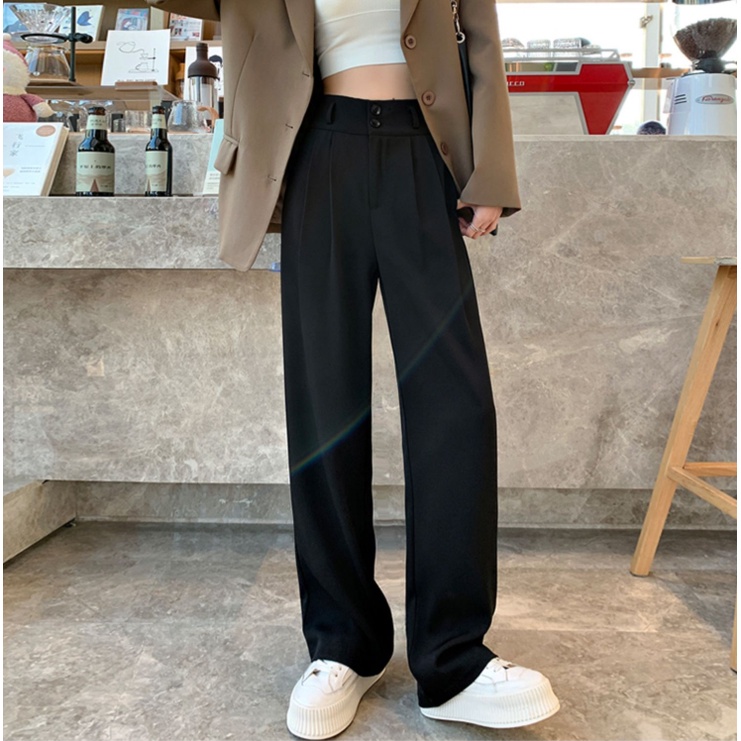 XIAOZHAINV Celana Wanita Korean Style High Waist Loose Pants 9722