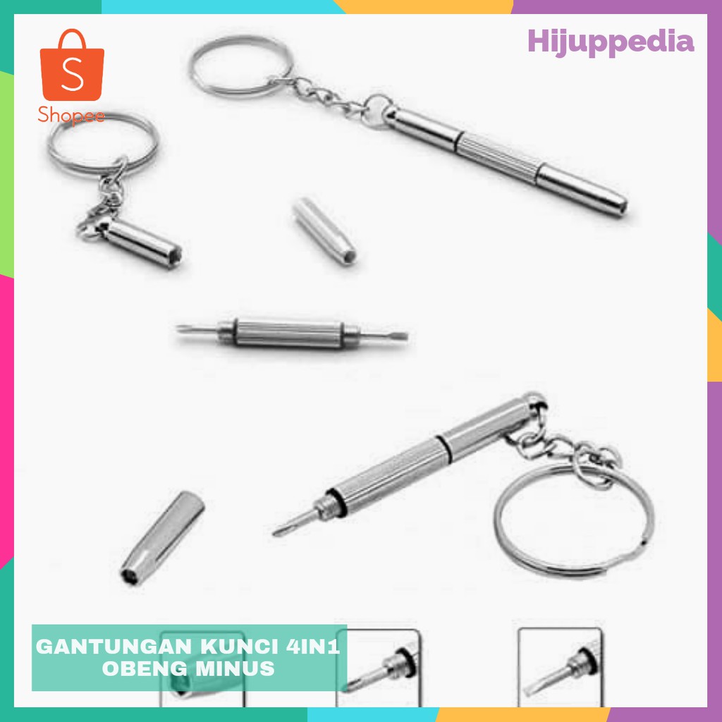 Gantungan Kunci Obeng Plus Minus Mini Screwdriver Keychain EDC 4in1 Murah