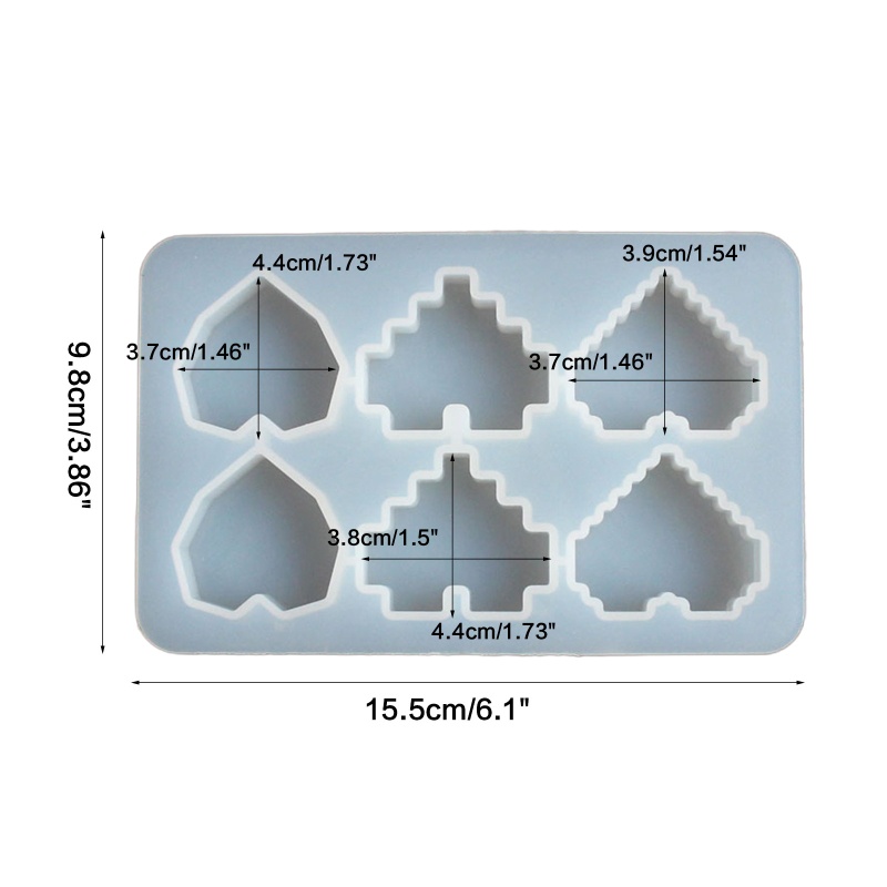 Siy Cetakan Resin Epoksi 6 Lubang Bentuk Hati Bahan Silikon Untuk Gantungan Kunci Charms