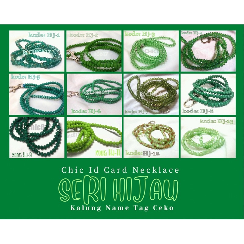

Lanyard Beads Manik Kalung Name Tag Tali Nametag Mute Mote Id Card Necklace SERI HIJAU