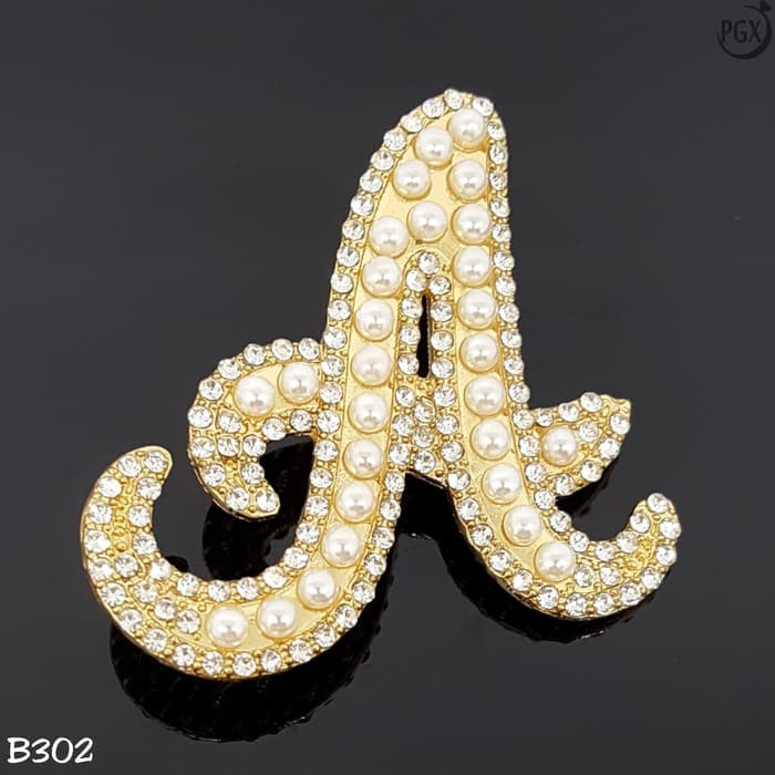 Bros Huruf Inisial Nama Mutiara Aksesoris Hijab Jilbab - B302