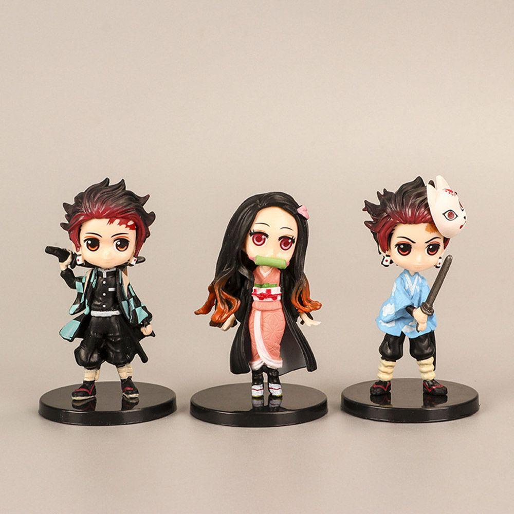 Suyo 6Pcs / Set Miniatur Patung Anime Demon Slayer Kimetsu No Yaiba Bahan PVC Untuk Dekorasi