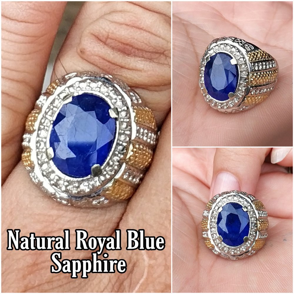 CINCIN BATU PERMATA NATURAL ROYAL BLUE SHAPPIRE CORUNDUM MINIMALIS