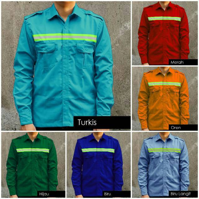 kemeja seragam baju PDL karyawan pabrik tukang bengkel scotlight skotlet mekanik tambang safety laya
