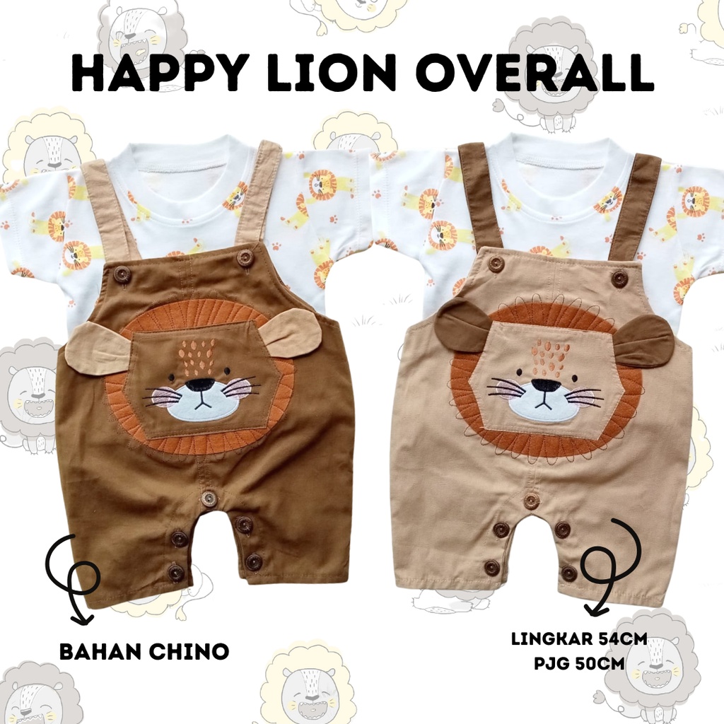 setelan overall anak laki laki HAPPY LION / kumo bear baju kodok anak baju romper 0-12 bulan anak laki laki unisex 18 bulan 1 tahunan