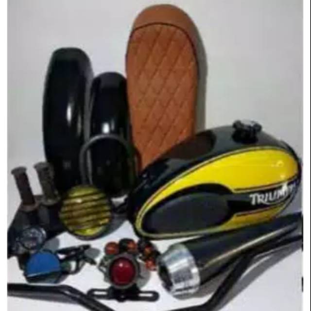 paket bahan body japstyle lengkap murah 2 - lampu daymaker - tangki triumph - jok japstyle - U japs