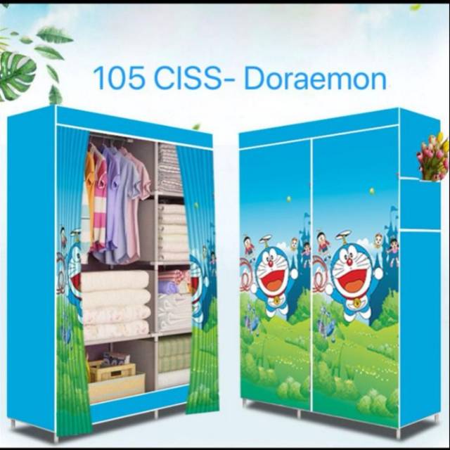 Lemari Baju/Lemari Pakaian/Rak Baju/Rak Baju Serbaguna 105 CISS BUKA SAMPING- DORAEMON FRIENDS