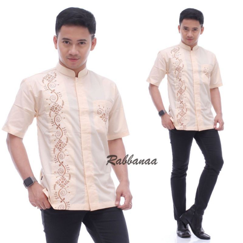 BAJU KOKO BORDIL WARNA CREAM / KOKO FASHION PRIA