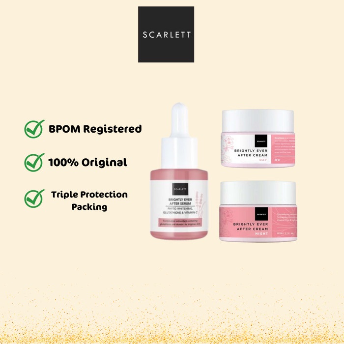 [COD] Paket 3in1 Scarlett Whitening Brightly Ever Ater Facial Care Mencerahkan Wajah dengan Vit C