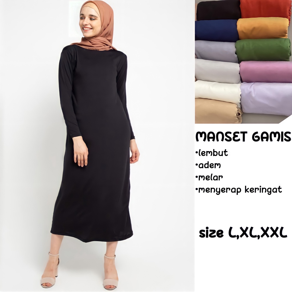 Baju Manset Inner Gamis Basic Polos Lengan Panjang Bahan Spandek Rayon Premium