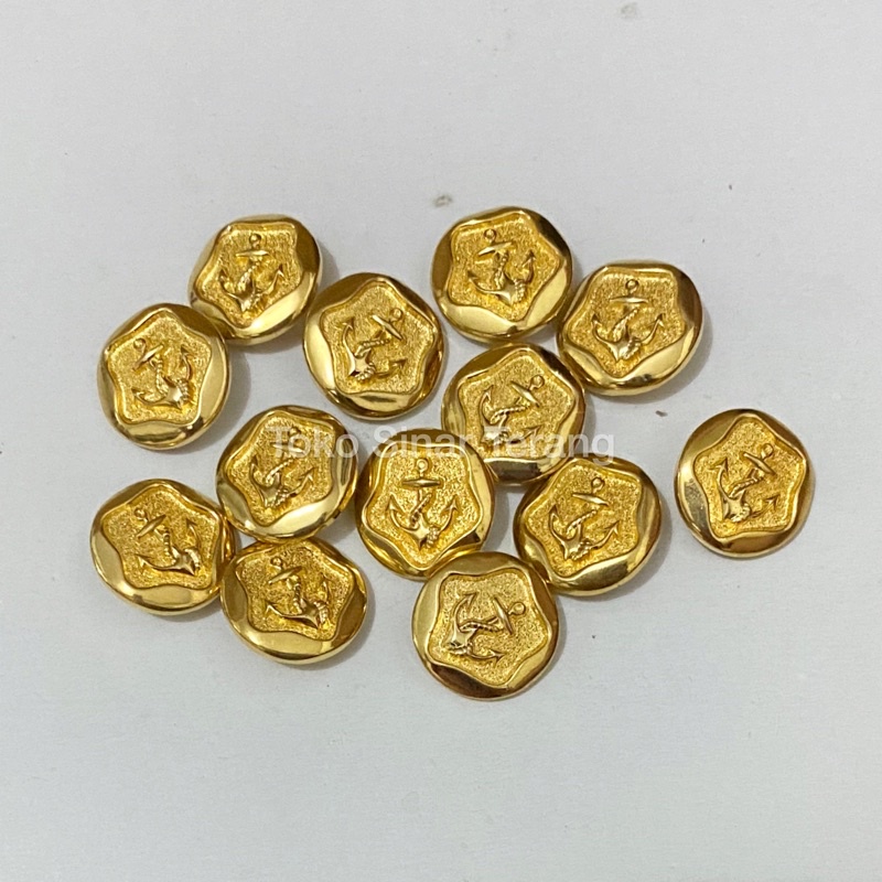 Kancing jepang emas gold motif jangkar 2,1 cm