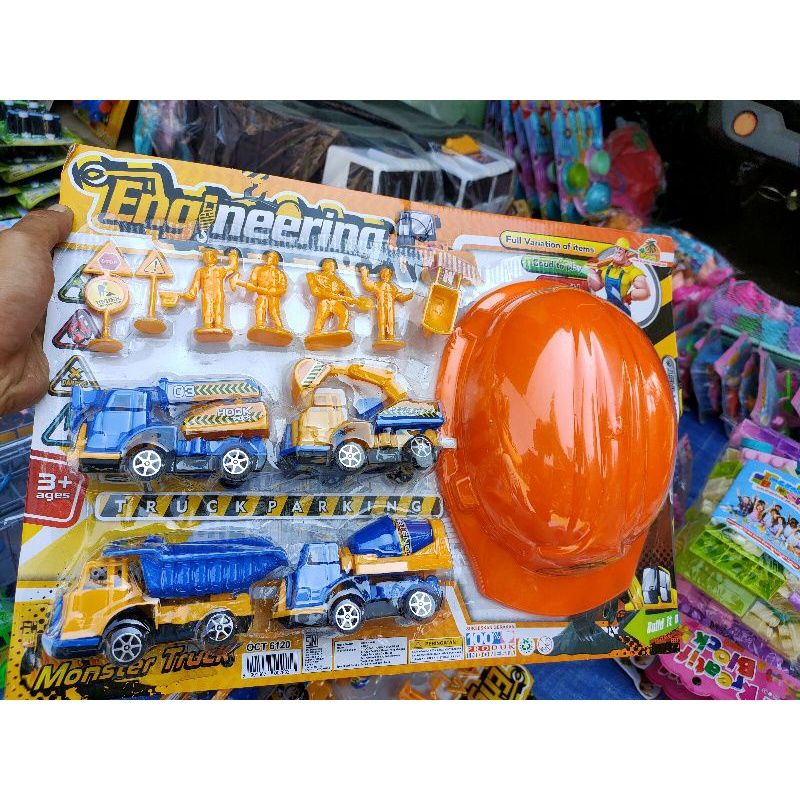 MAINAN SET KONSTRUKSI KOMPLIT | MAINAN MOBIL KONSTRUKSI BONUS HELM

