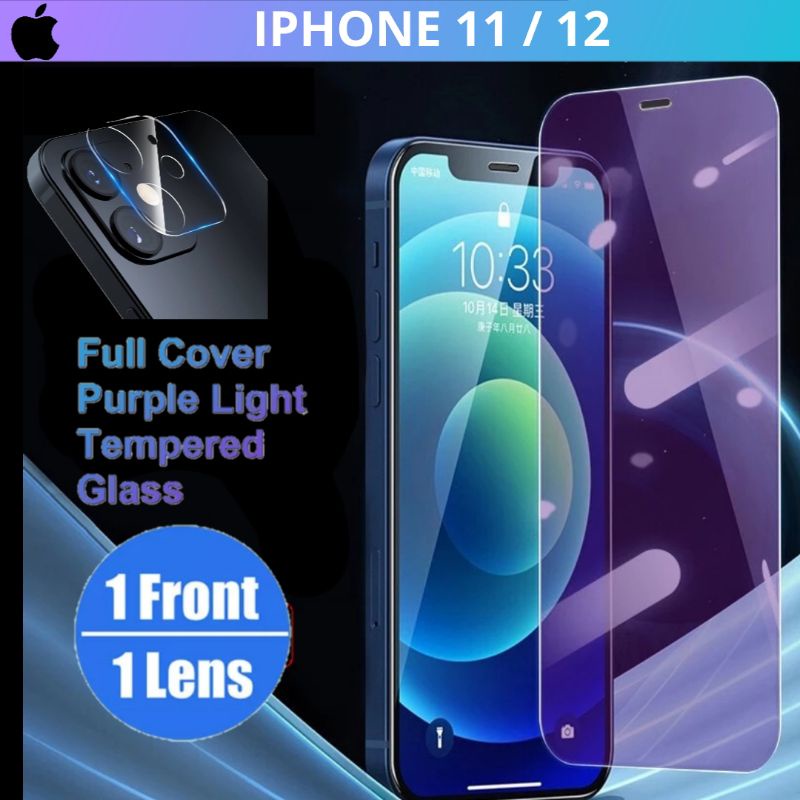 Tempered Glass Anti Blue Light iPhone 11 12 - Tg Anti Gores Radiasi iPhone 11 12 Full Layar Screen