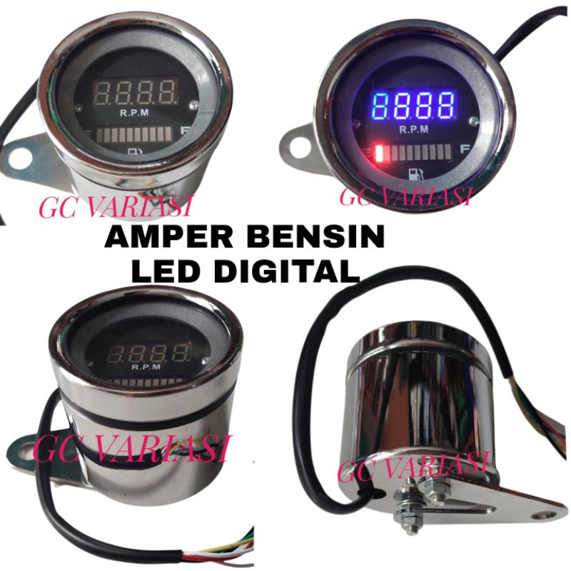 RPM DIGITAL LED AMPER BENSIN/RPM DIGITAL 2IN1/TACHOMETER DIGITAL AMPER BENSIN/AMPER BENSIN MOTOR DIG
