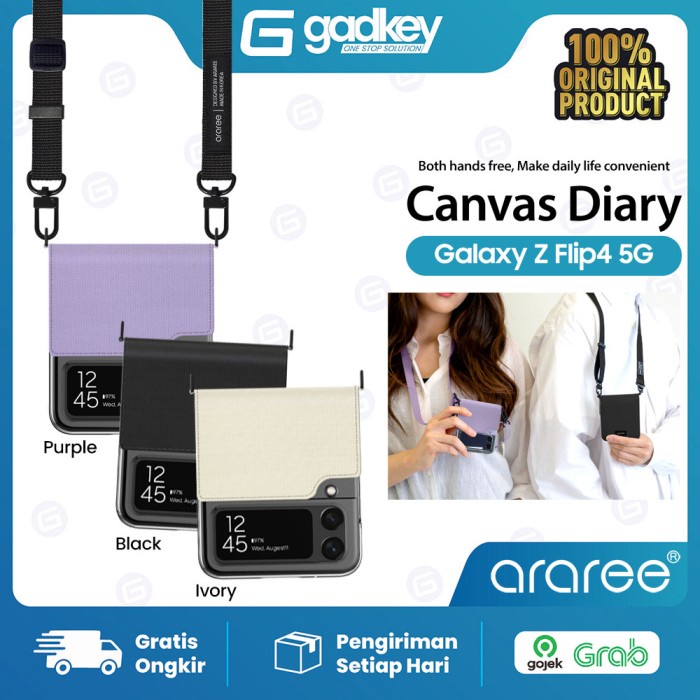 Case Samsung Galaxy Z Flip 4 Flip4 ARAREE Canvas Diary Lanyard Casing