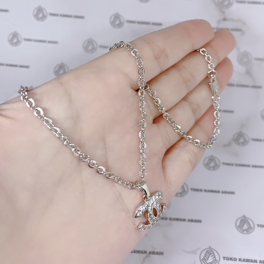 Xuping Silver Perhiasan Fashion Kalung Wanita Model Nuri Liontin Permata Anti Karat *46