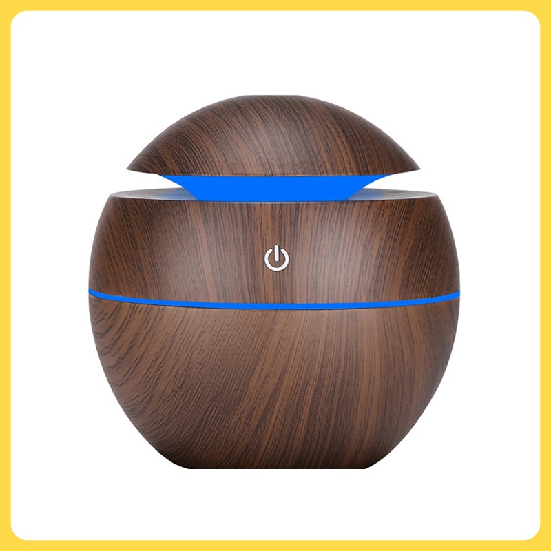 Humidifier Air Aromaterapi Diffuser Model Bulat Kecil Tekstur Kayu 130ml-AD04-D
