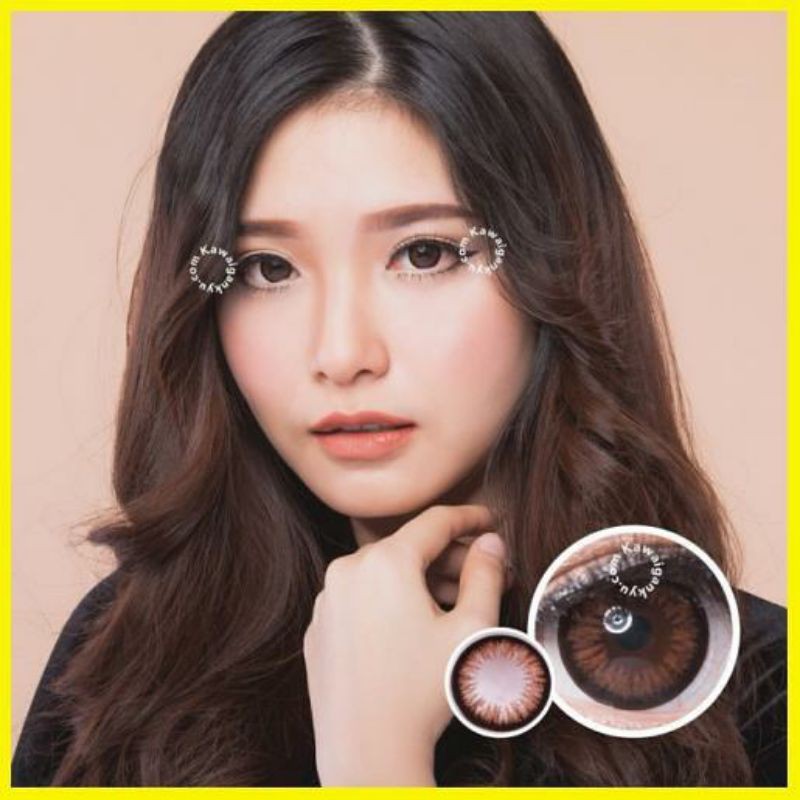 ORIGINAL EOS Almond Warna Brown Choco Gray Grey Soflens Soflen Softlen Minus Murah