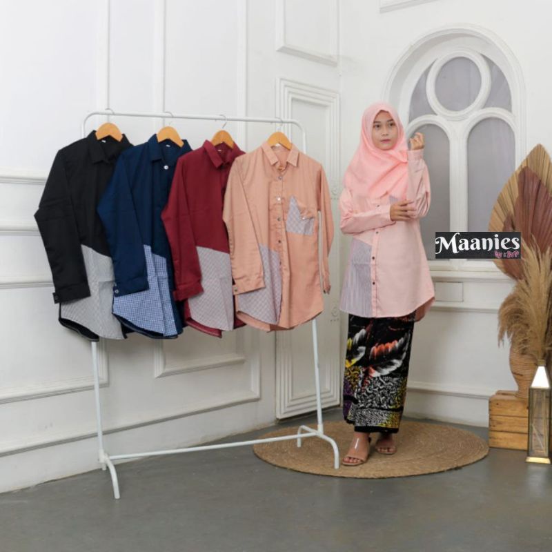 SET TUNIK SANTRI ( sarung wanita - baju atasan - jilbab ) satu paket setelan santri putri tunik toyo