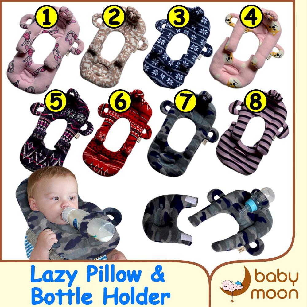 Lazy Pillow DITA | Baby Bottle Holder | Bantal Leher Untuk Dot Susu Bayi Motif | Head Neck Pillow