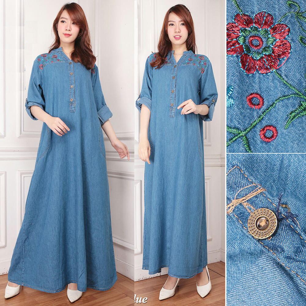 SB Collection Gamis Maxi Kalia Longdress Jumbo Jeans Wanita