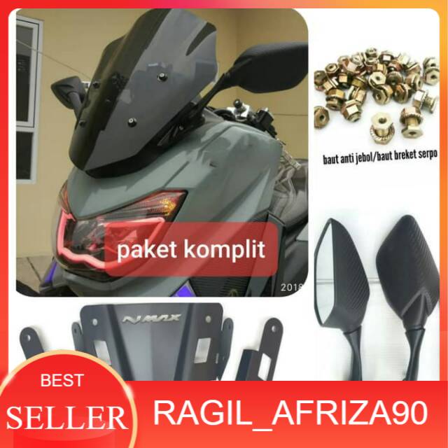 Paket Komplit Breket Serpo + Baut anti jebol + Spion R25 Nmax Terbaru