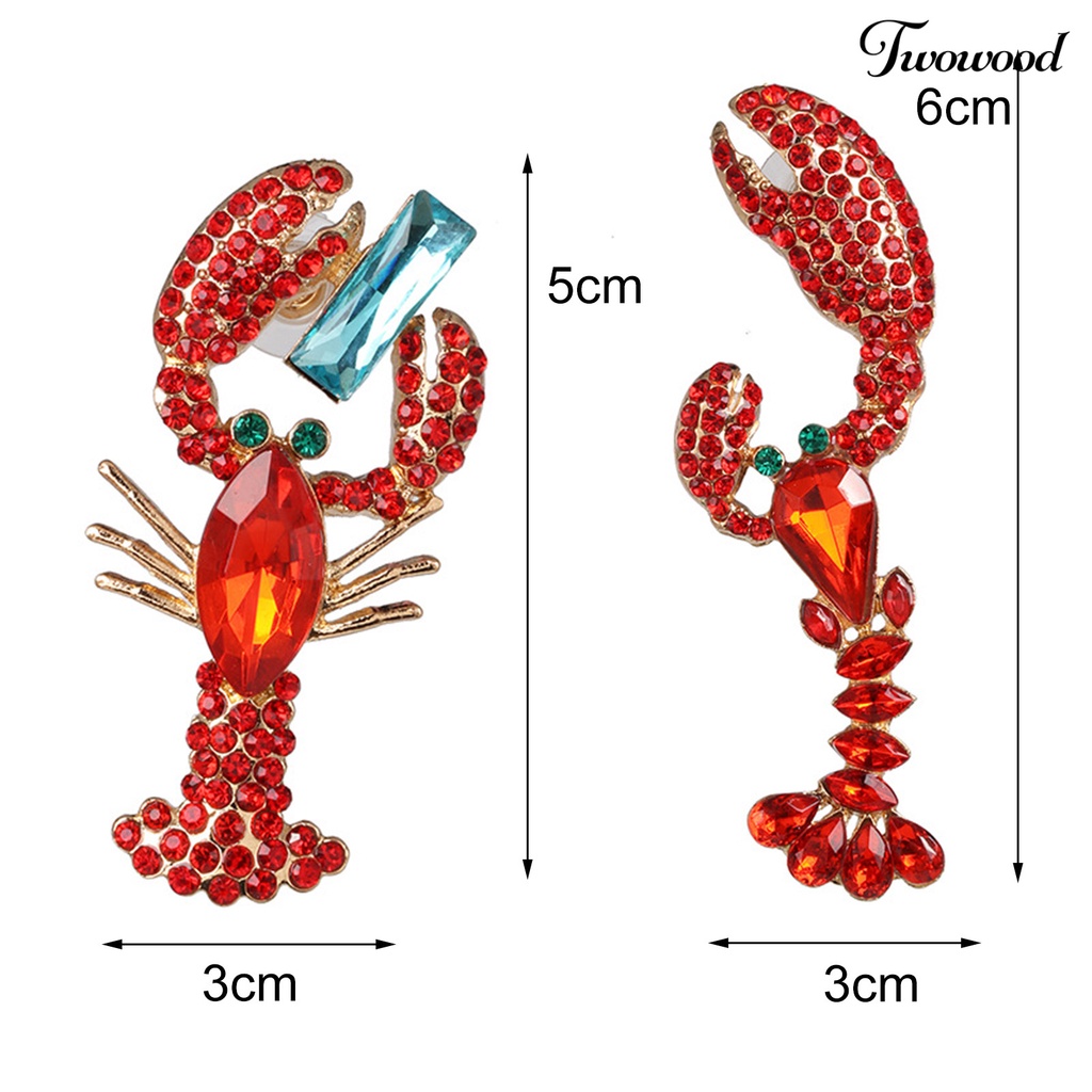 Anting Juntai Bentuk Lobster Aksen Berlian Imitasi Untuk Hadiah