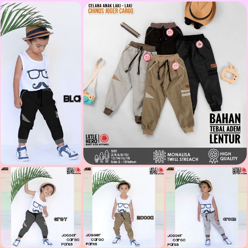 (1 - 10Tahun) Celana Chino Joger Cargo Panjang Anak Laki Laki Cowok Little Hero 1- 10 Tahun