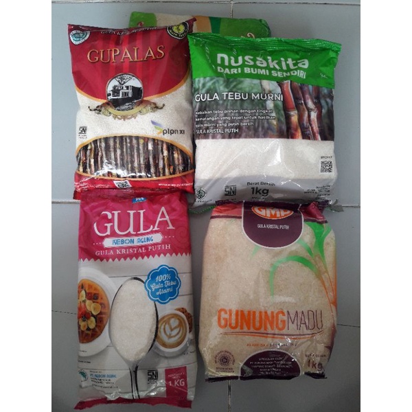 Gula lokal kemasan 1kg merk gunung madu, gupalas, nusakita