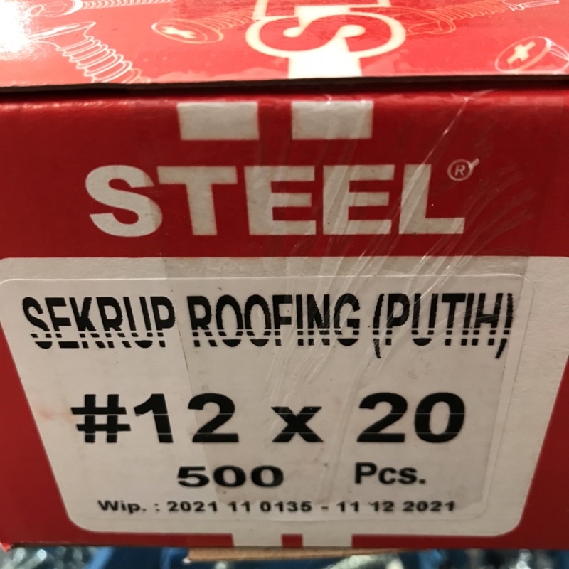 SEKRUP ROOFING PUTIH #12 X 20 DRILLING STEEL/PATTA