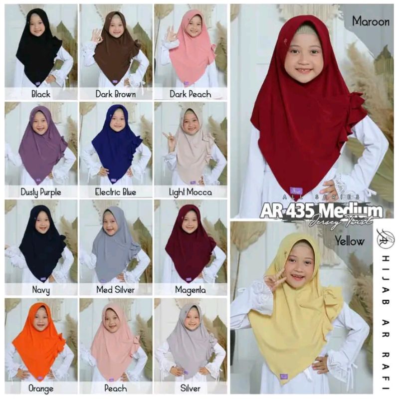 COD ✔️ TERBARU AR 435 MEDIUM BY HIJAB AR RAFI | KERUDUNG INSTAN POLOS ANAK | BERGO INSTAN DAILY | OR
