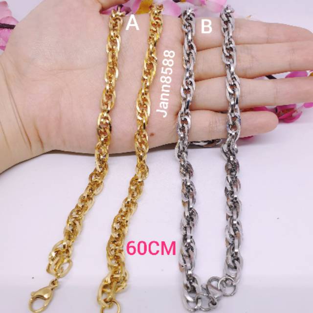 Kalung panjang besar titanium asli anti karat selamanya  pjg60Cm JJ-21