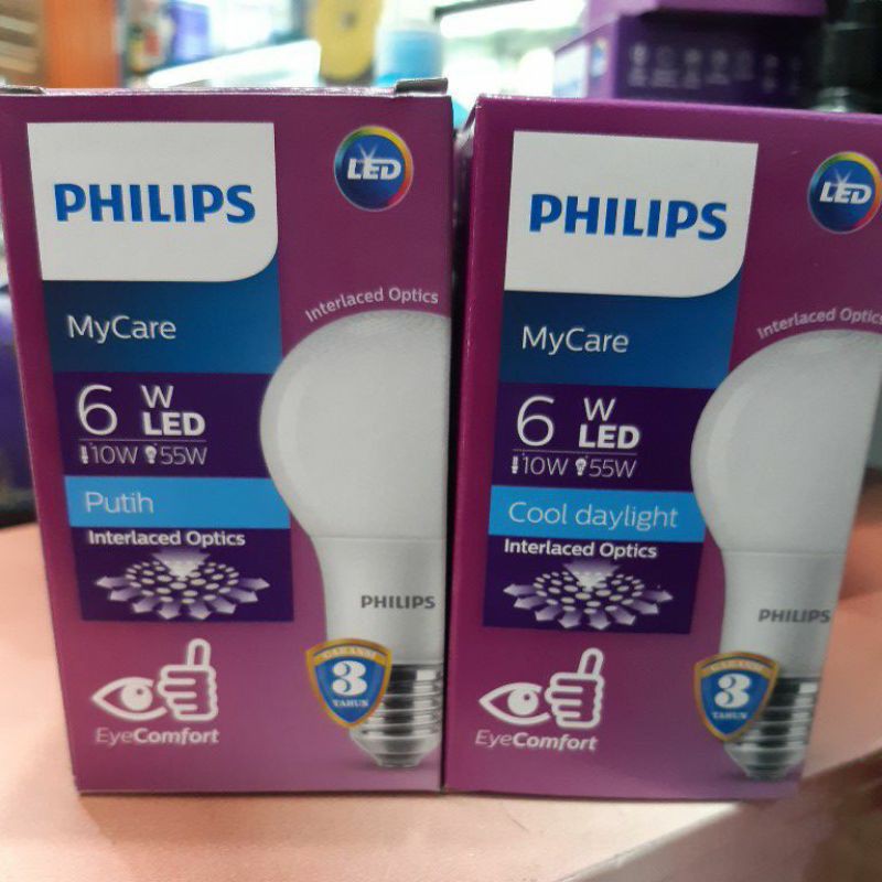 lampu led philips 6 watt putih