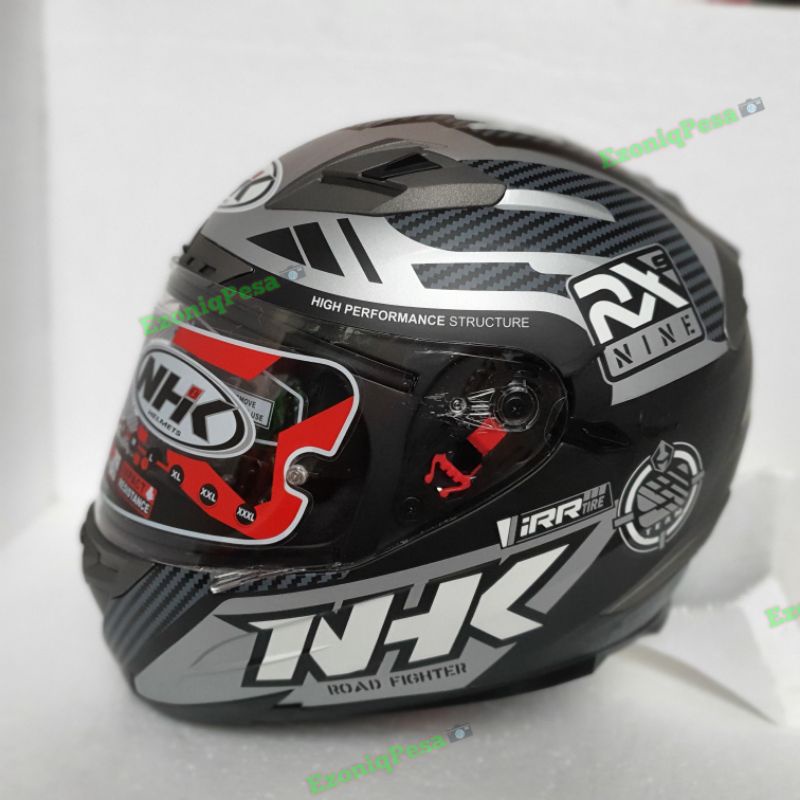 Jual Helm Nhk Rx9 Racer X Black Silver Black Doff Shopee Indonesia