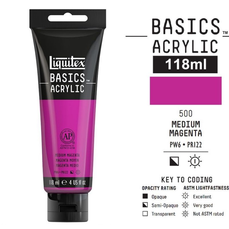

LIQUITEX BASICS ACRYLIC COLOUR 118 ML MEDIUM MAGENTA