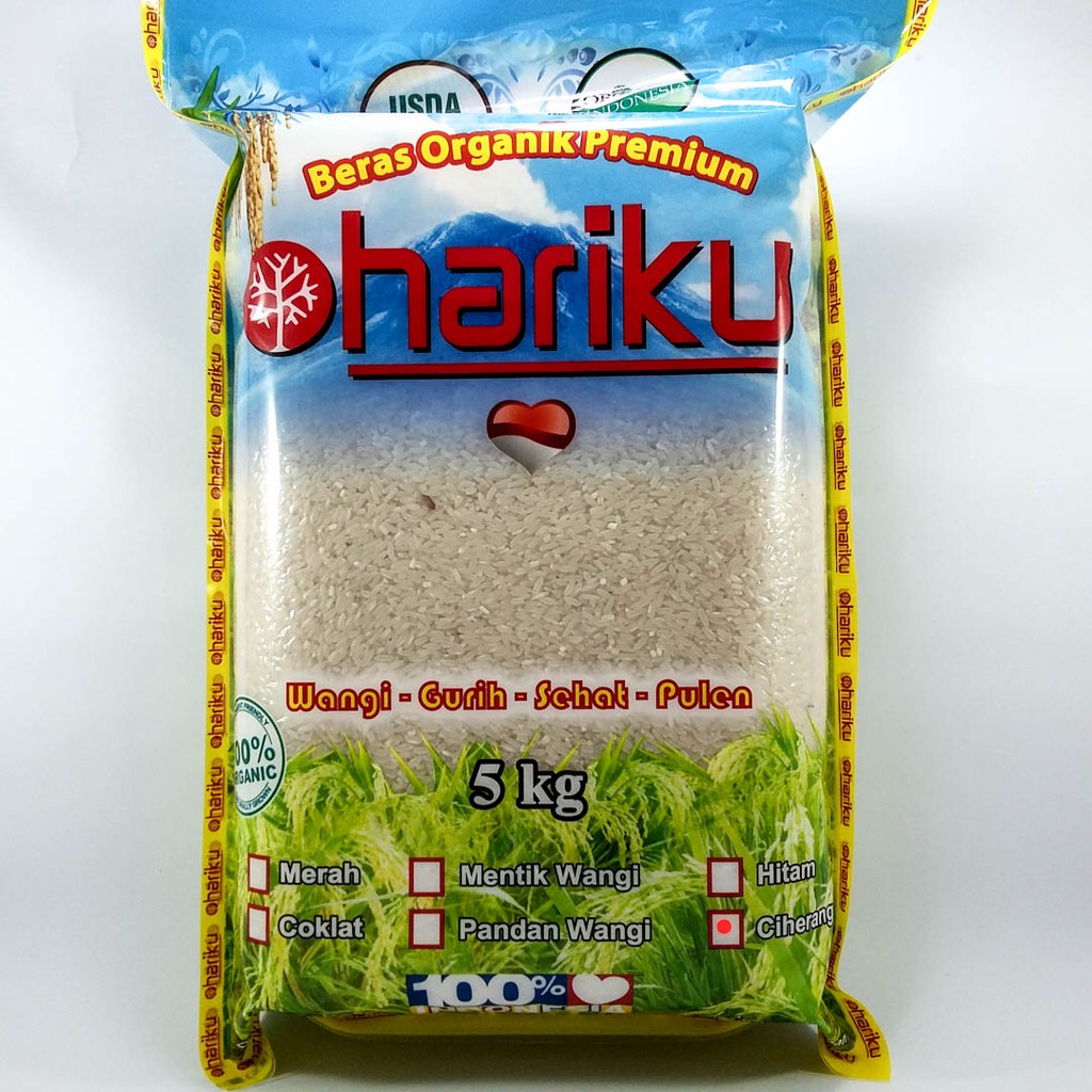 

Hariku Beras Putih Ciherang Organik 5 kg