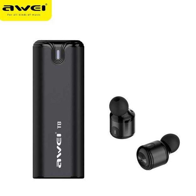 Promo Awei Dual Tws Airpods Earphone Bluetooth Dengan Charging Case - T8