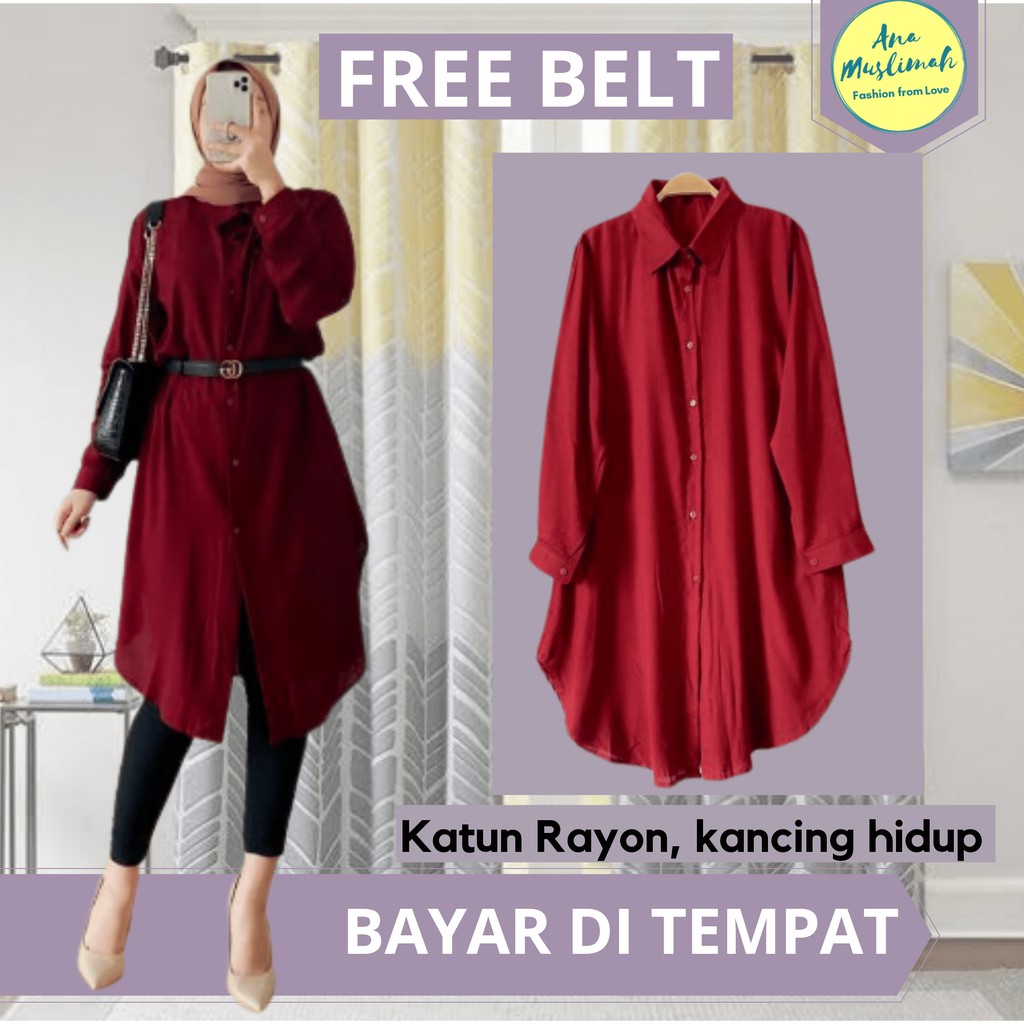 PROMO Baju atasan muslim wanita remaja lengan panjang HADIAH kado ultah ulang tahun cewek simple