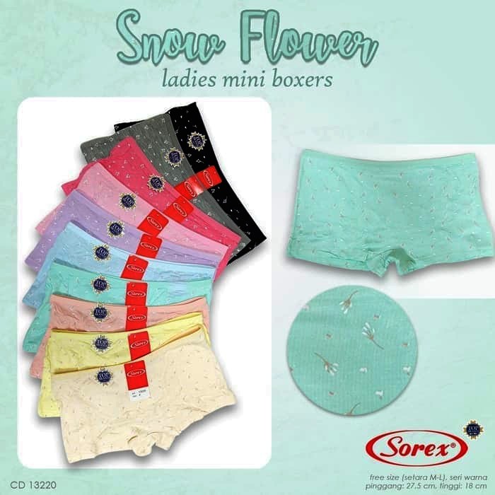 CD Sorex 13220 | COD Celana Dalam / Ladies Mini Boxer Wanita Katun Adem Motif Snow Flower Fia Shop48