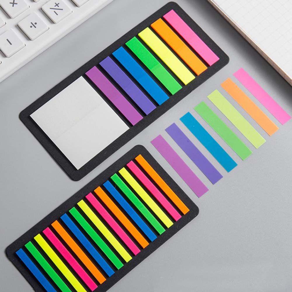 [Elegan] Tab Indeks Neon Perekat Diri Multicolor Transparan Tahan Air Penanda Halaman Perlengkapan Kantor Sekolah Sticky Note