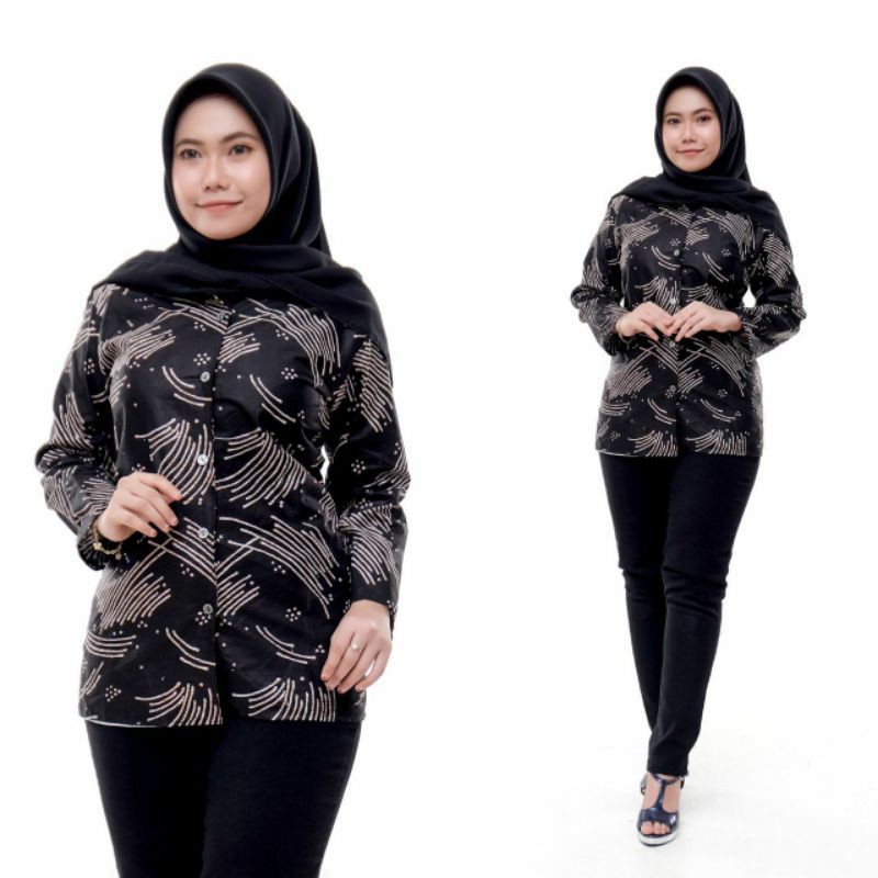 tey-17 Batik wanita ASJ SA HRB026 Kenongo Kemeja Tosca Pendek-Blouse 2