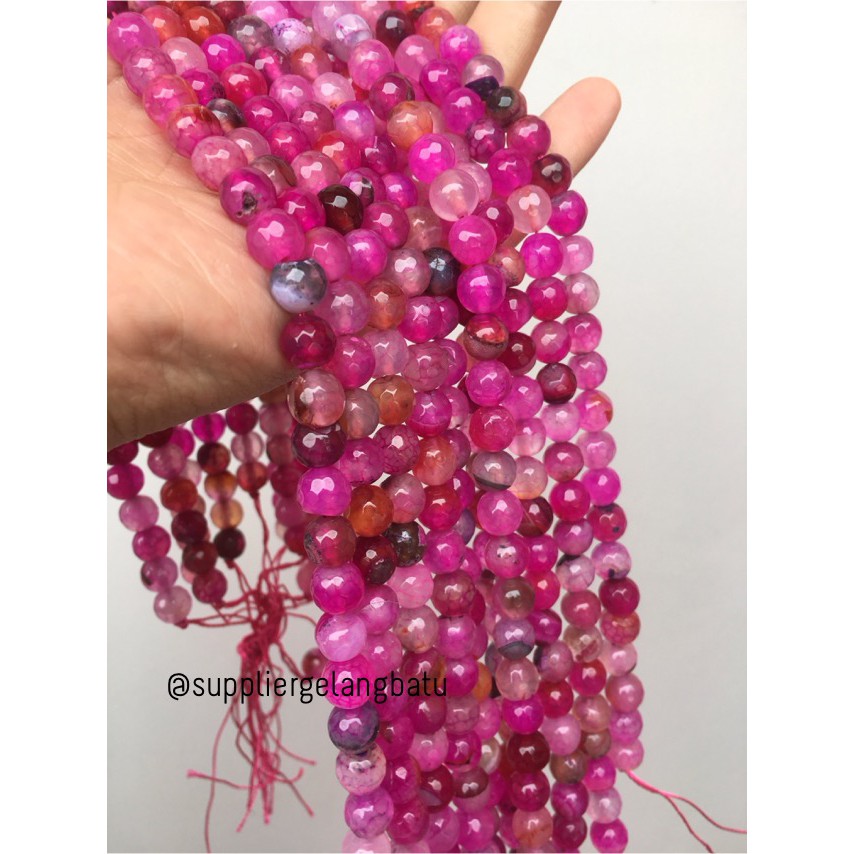 bahan batu 8mm Purple Agate cutting aksesoris facet gelang kalung ungu agatis supplier gelang kalung