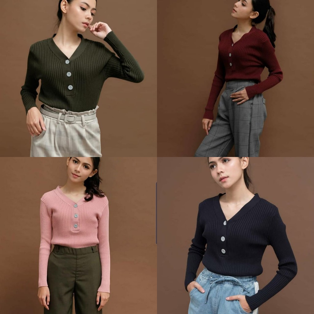 LEBARAN SALE Mika Knite / Sweater Rajut Outer Atasan Wanita Crop Baju Rajut Lilac -- KHS