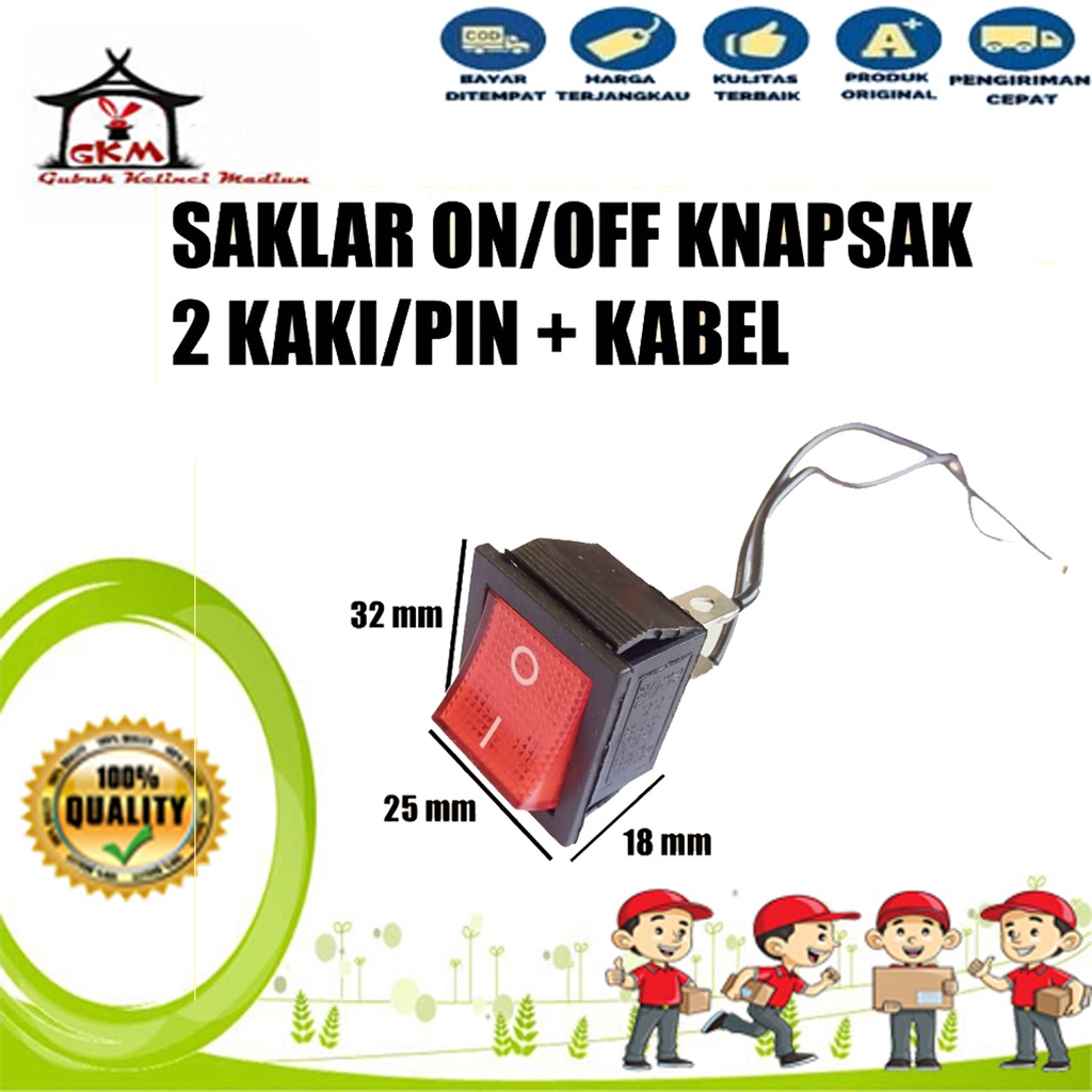 SAKLAR SWITCH ON OFF KNAPSAK SPRAYER ELEKTRIK + KABEL 2 PIN