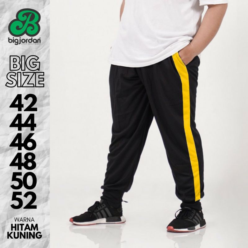 big jordan original CELANA JOGGER PANTS jumbo size  HITAM GARIS KUNING  SIZE 52 50 48 46 44 42