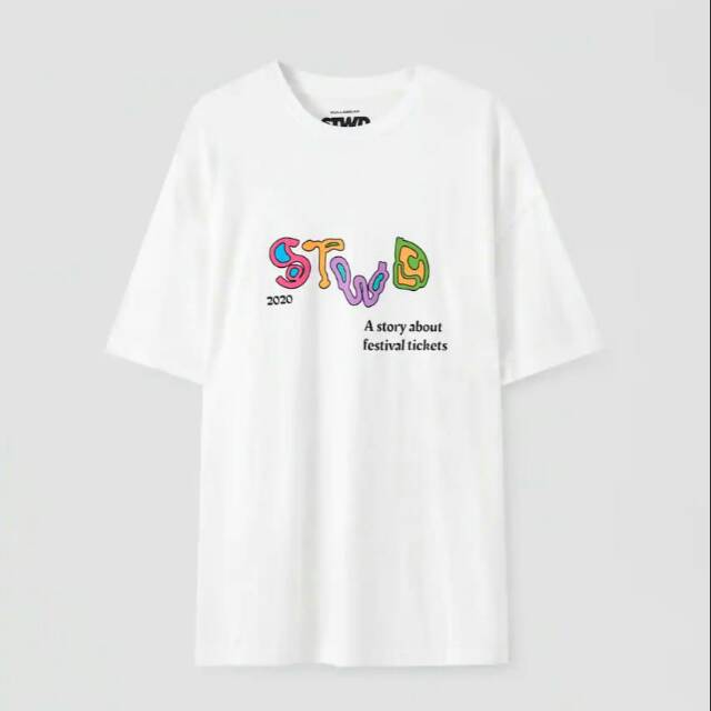 Kaos / T-shirt Pull&Bear - STWD Festival white ( Pria ) white