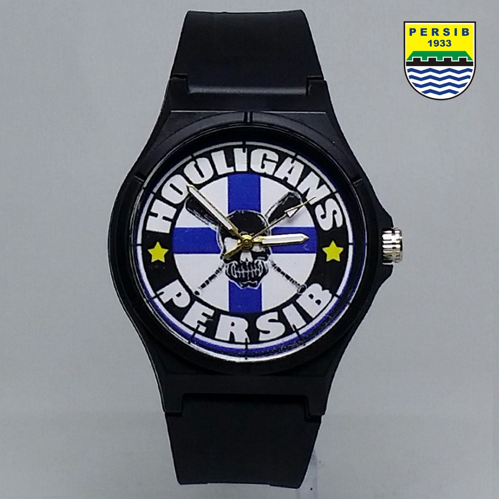 JAM TANGAN PERSIB ANTI AIR #HOOLIGANS (+BOX JAM BB &amp; +BATREI CADANGAN)