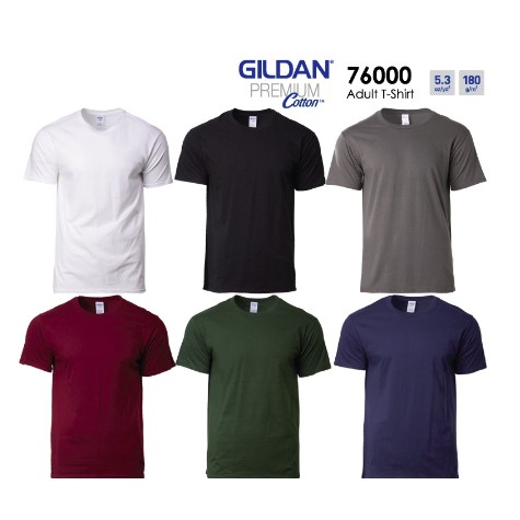 Kaos Polos Gildan Premium 76000 Original/Kaos Polos Pria Gildan Setara Cotton Combed 24s