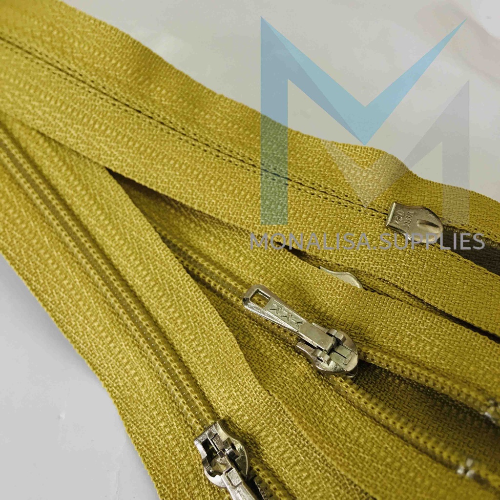 Resleting Pendek YKK Warna Kuning Olive 7 inch 17.5 cm / RIT YKK Kepala Nikel