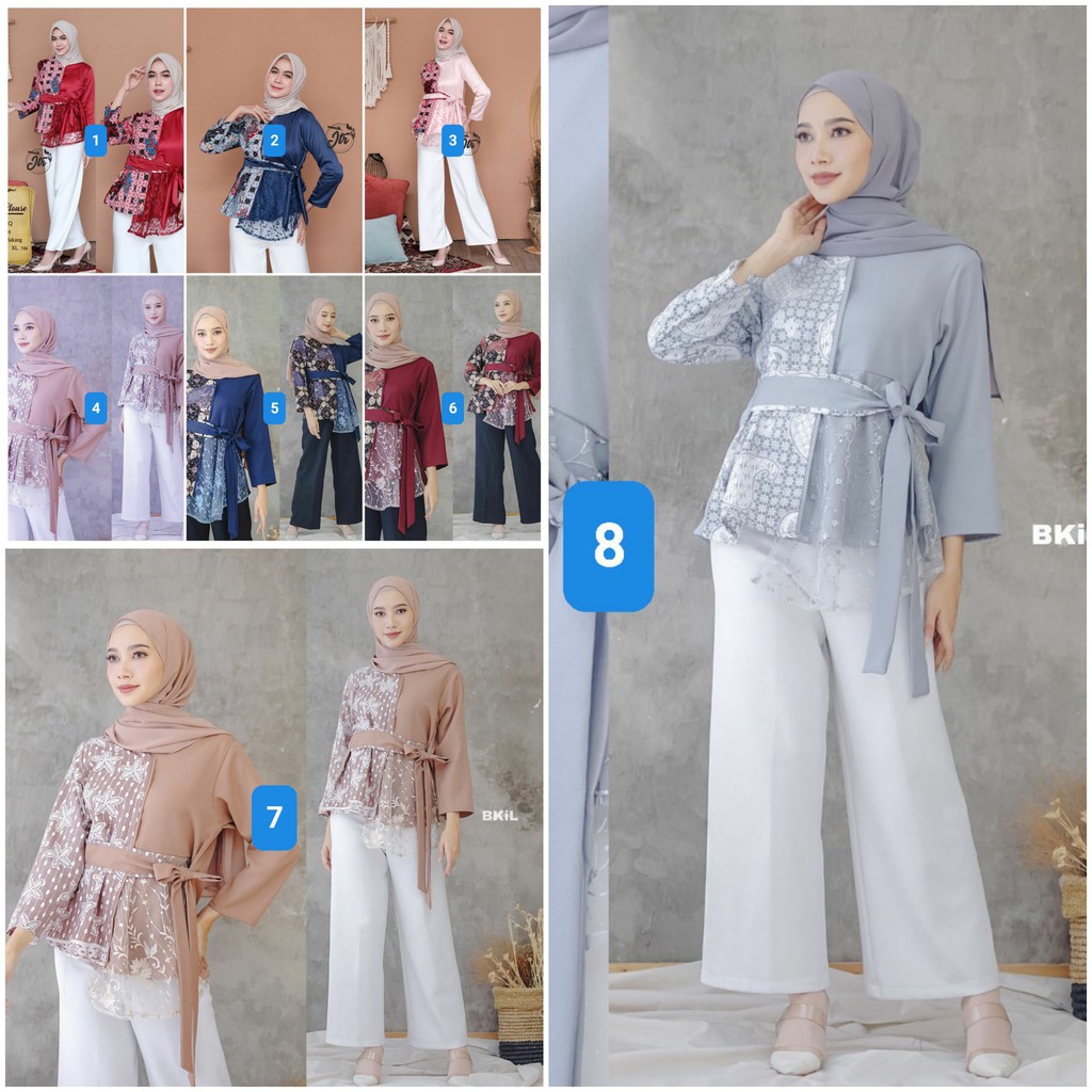 ORI ATASAN BLUS BATIK MODERN HALUS DOLBY KOMBINASI BROKAT POLOS bisa COD